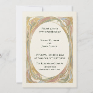 Autumn Nouveau Wreath Wedding Invitation