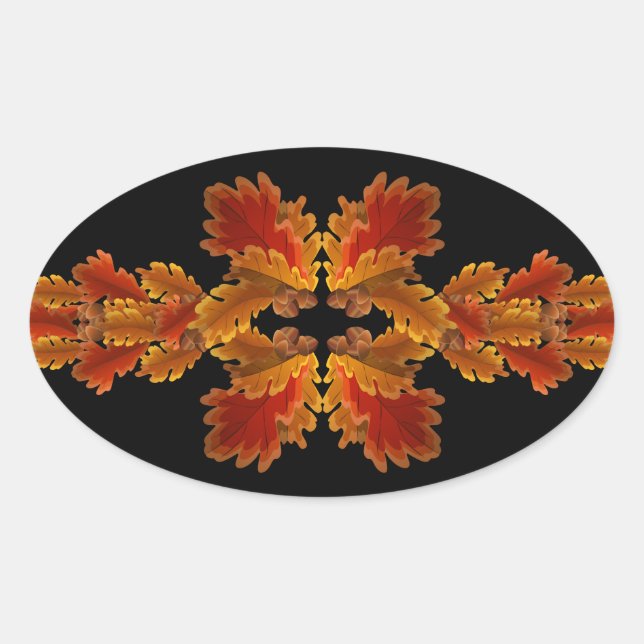 Autumn Oak Garlands Oval Sticker (Front)