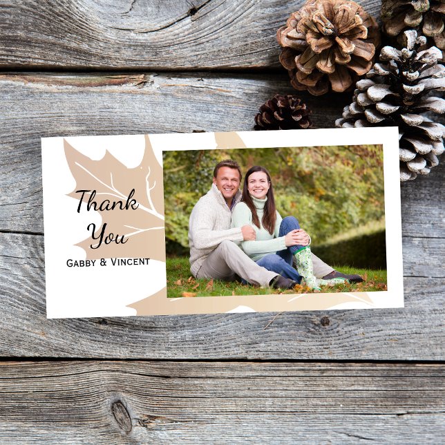 Autumn Oak Leaf Thank You Photo Card (Creator Uploaded)