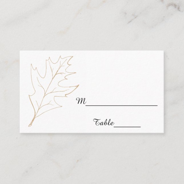 Autumn Oak Leaf Wedding Place Card (Front)