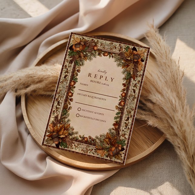 Autumn Oak Leaf Wedding RSVP Card (Creator Uploaded)
