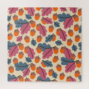 Autumn Oak: Leaves and Acorns Pattern Jigsaw Puzzle