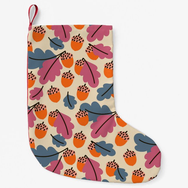 Autumn Oak: Leaves and Acorns Pattern Small Christmas Stocking (Front)