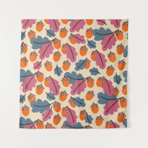 Autumn Oak: Leaves and Acorns Pattern Tapestry