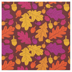 Autumn Oak Leaves and Acorns Patterned Fabric