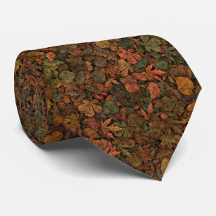 Autumn Oak Leaves Camouflage Greens & Golds Rust Tie