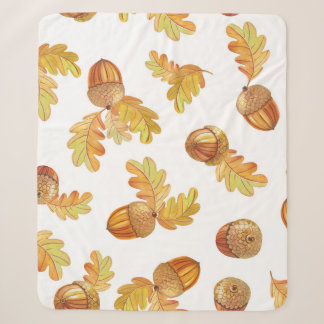 Autumn oak leaves: colourful pattern. sherpa blanket