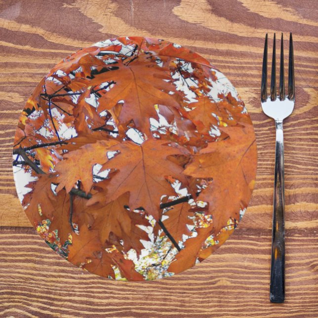 Autumn Oak Leaves Floral Paper Plate (Creator Uploaded)