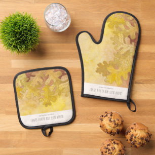 Autumn Oak Leaves Oven Mitt & Pot Holder Set