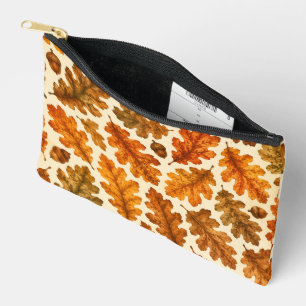 Autumn Oak Leaves Pattern Cosy Nature Aesthetic Accessory Pouch