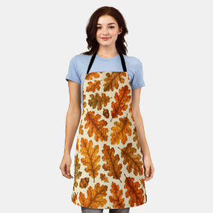 Autumn Oak Leaves Pattern Cosy Nature Aesthetic Apron