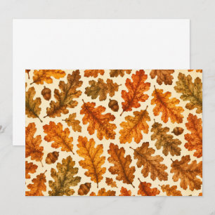 Autumn Oak Leaves Pattern   Cosy Nature Aesthetic Card