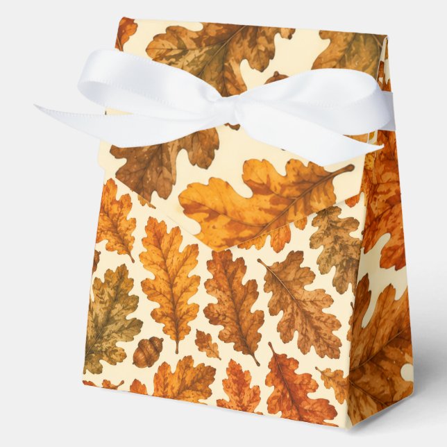 Autumn Oak Leaves Pattern | Cosy Nature Aesthetic Favour Box (Front)