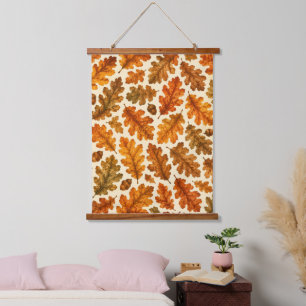 Autumn Oak Leaves Pattern Cosy Nature Aesthetic Hanging Tapestry