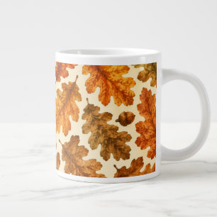 Autumn Oak Leaves Pattern   Cosy Nature Aesthetic Large Coffee Mug