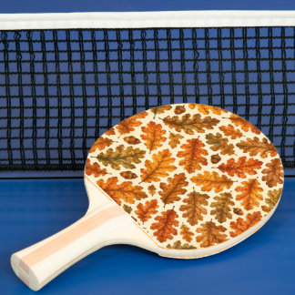 Autumn Oak Leaves Pattern | Cosy Nature Aesthetic Ping Pong Paddle