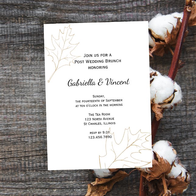 Autumn Oak Leaves Post Wedding Brunch Invitation (The Autumn Oak Leaves Post Wedding Brunch Invite is perfect inspo for a Fall after wedding event.)