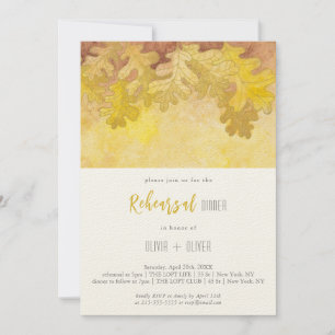 Autumn Oak Leaves Rehearsal Dinner Invitation