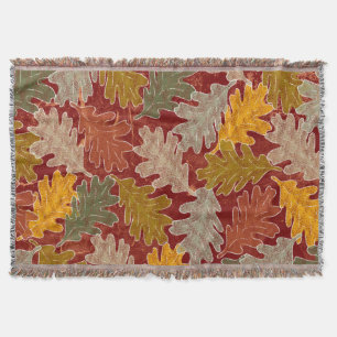 Autumn Oak Leaves Throw Blanket