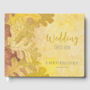 Autumn Oak Leaves Wedding Guest Book