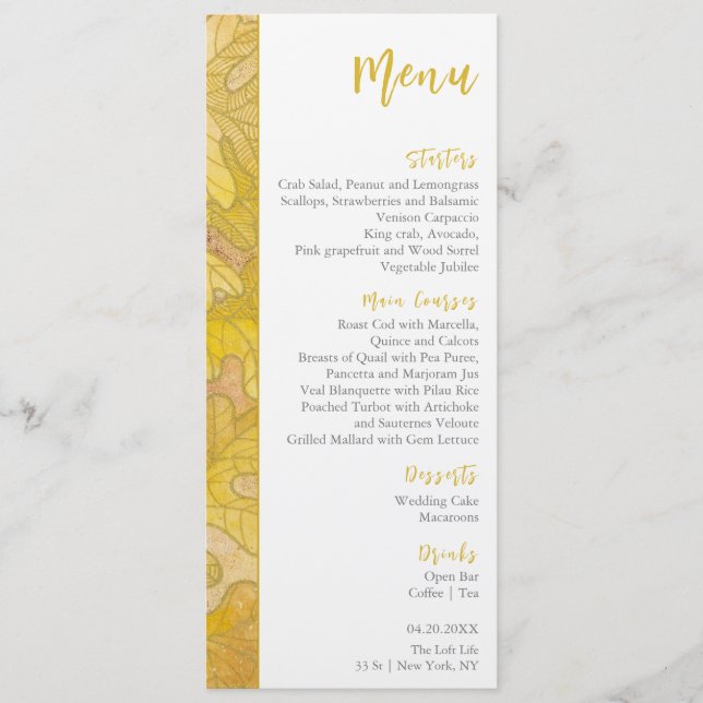 Autumn Oak Leaves Wedding Menu (Front)