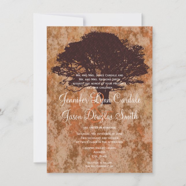Autumn Oak Tree Silhouette Fall Wedding Invitation (Front)