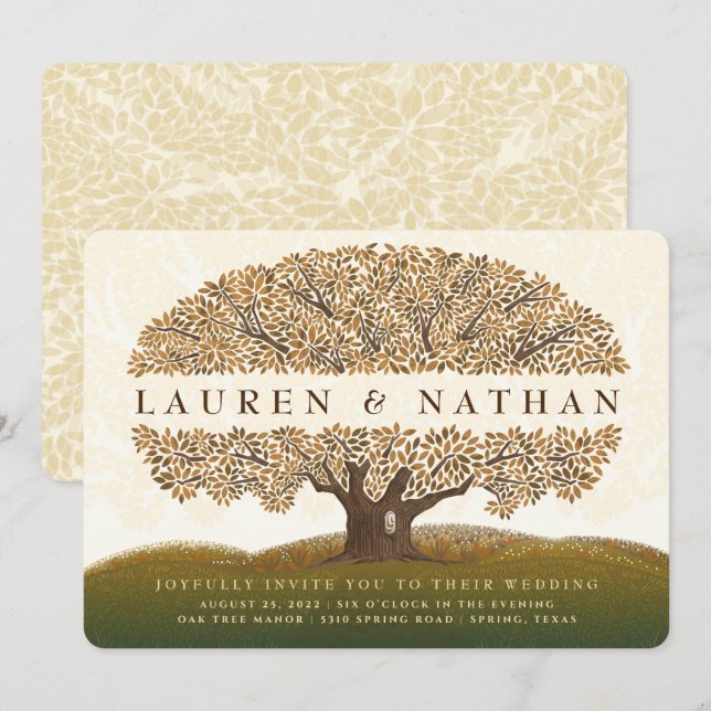Autumn Oak Wedding Invitation (Front/Back)
