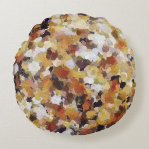 Autumn Oil Abstract Round Cushion