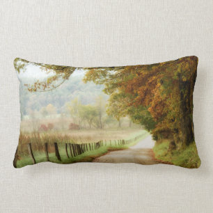 Autumn on a Country Road Lumbar Cushion