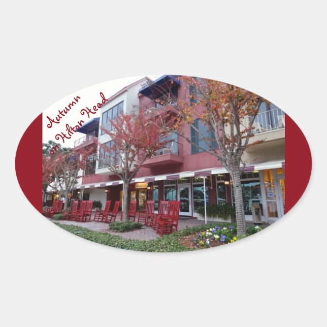 Autumn On Hilton Head Island - Harbour Town Shops Oval Sticker (Front)