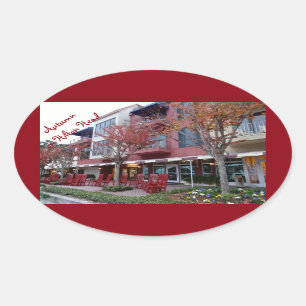 Autumn On Hilton Head Island - Harbour Town Shops Oval Sticker