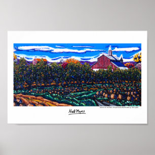 "Autumn on the Farm, Pumpkins and Sunflowers" Poster