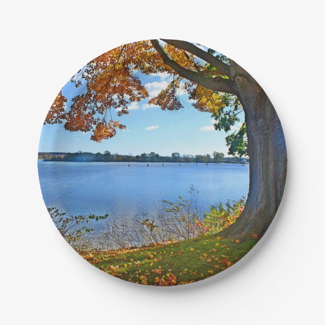 Autumn On The River Paper Plate (Front)