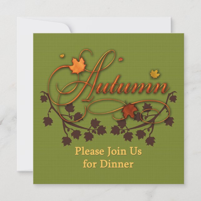 Autumn or Thanksgiving Dinner Party Invite (Front)