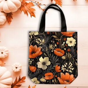 Autumn Orange and Cream Bold Blooms Tote Bag