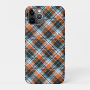 Autumn Orange Blue Plaid Pattern iPhone 11 Pro Case