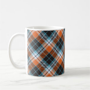 Autumn Orange Blue Plaid Pattern Coffee Mug