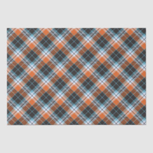Autumn Orange Blue Plaid Pattern Tissue Paper