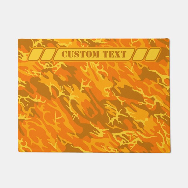 Autumn Orange Camo Doormat with Custom Lettering (Front)