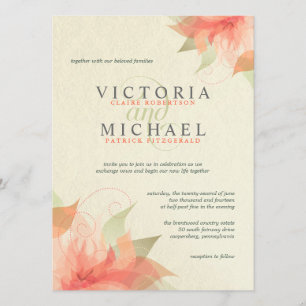 Autumn Orange & Ecru Floral Wedding Invitations