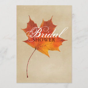 Autumn Orange Fall in Love Leaves bridal shower Invitation