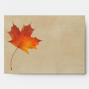 Autumn Orange Fall in Love Leaves Wedding Envelope