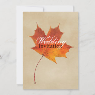 Autumn Orange Fall in Love Leaves Wedding Invitation