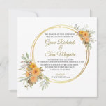 Autumn Orange Gold Wedding Invite<br><div class="desc">A beautiful,  elegant wedding invitation. With a gold frame and orange floral and greenery elements,  this invite has a stunning design which is sure to impress your friends and family. Perfect for an autumn wedding!</div>