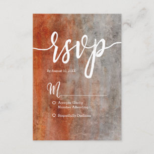 Autumn Orange Grey Watercolor Simple Wedding RSVP Card