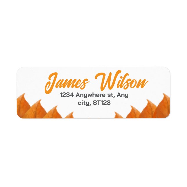 Autumn Orange Leaves Minimal Address Labels (Front)