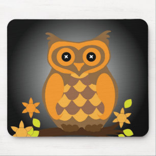 Autumn Orange Owl Mouse Mat