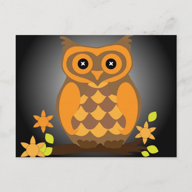 Autumn Orange Owl Postcard (Front)