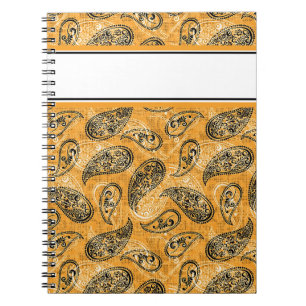 autumn orange paisley notebook