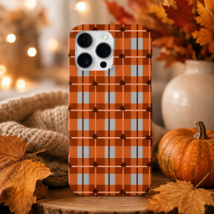 Autumn Orange Plaid Maple Leaf Fall Tartan Pattern iPhone 16 Pro Max Case